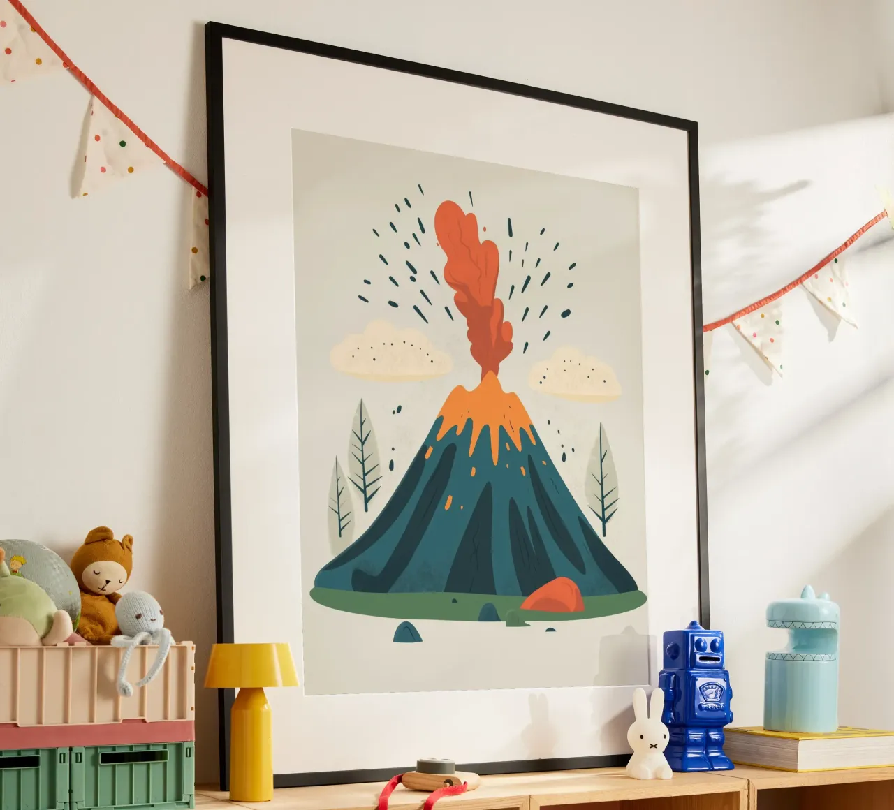 Vulcano stravagante poster con telaio in plastica da Happy Littles