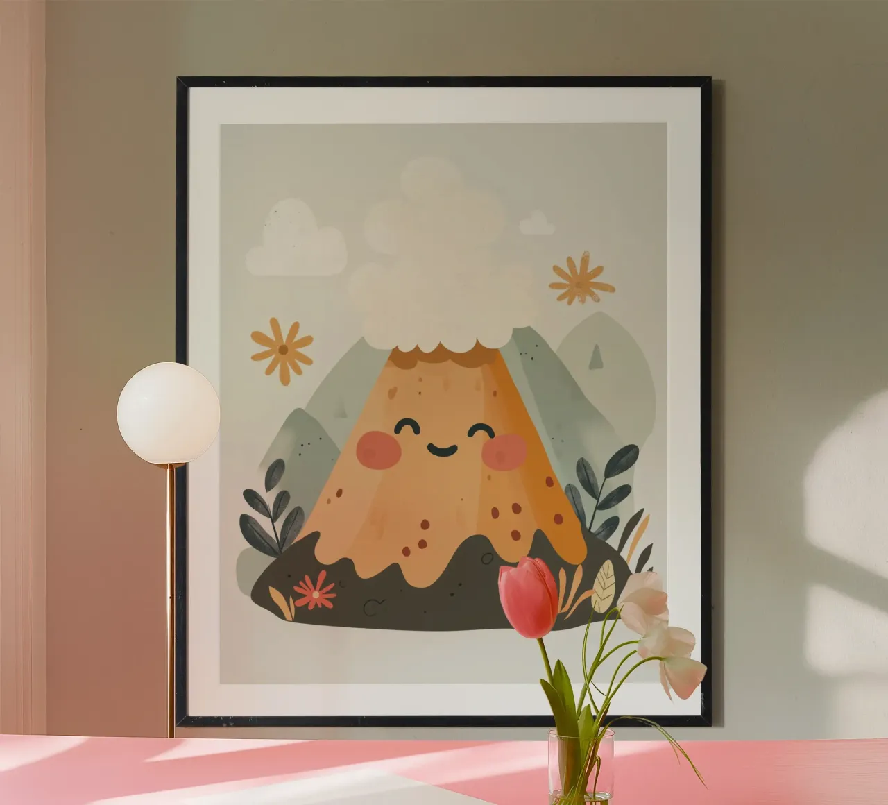 Vulcano stravagante poster con telaio in alluminio da Happy Littles
