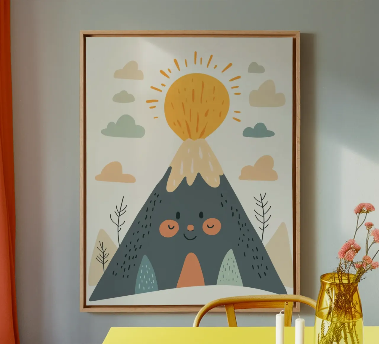 Grillige vulkaan canvas met Baklijst van Happy Littles