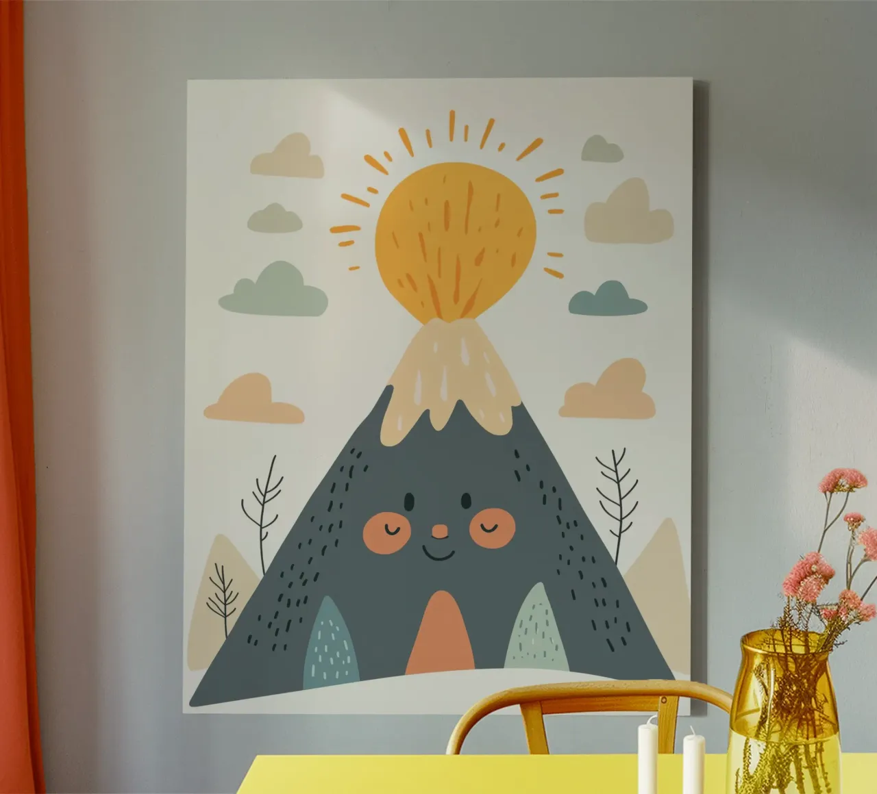 Grillige vulkaan canvas met Baklijst van Happy Littles