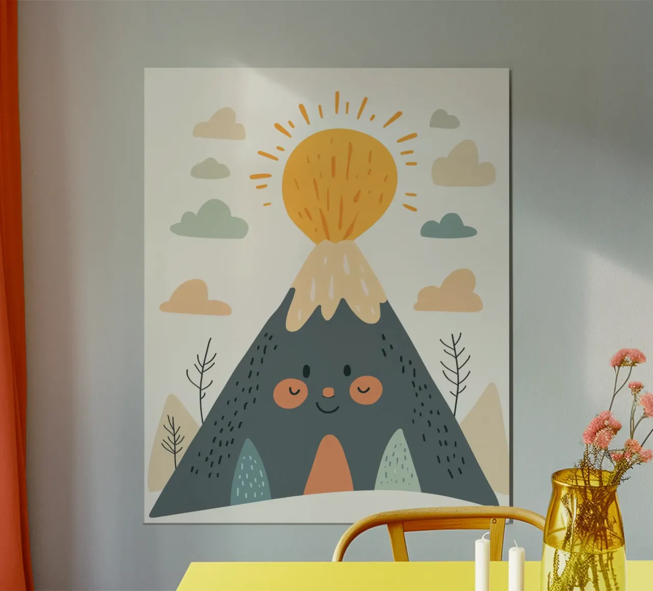 Vulcano stravagante poster con telaio in alluminio da Happy Littles