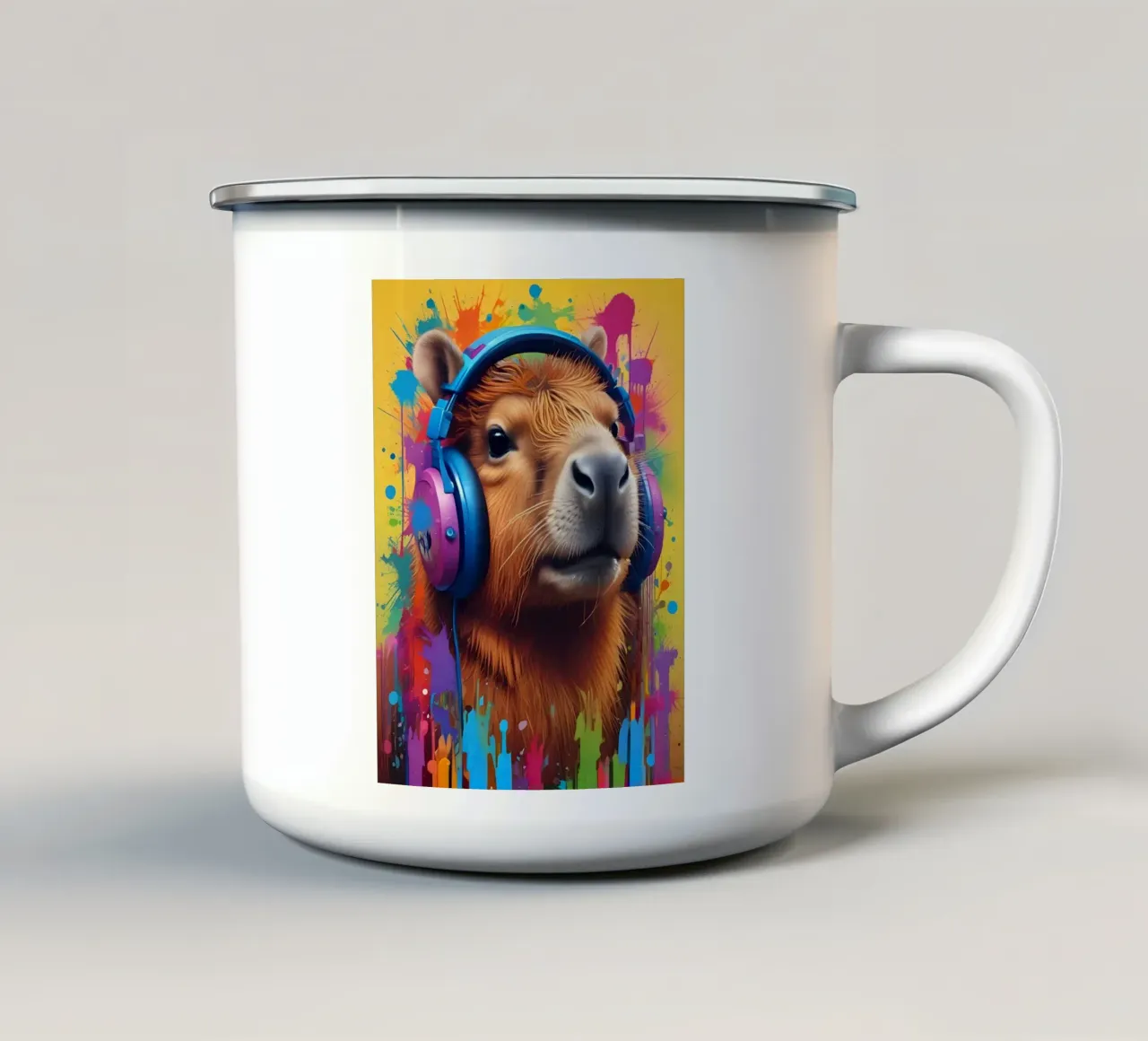 Capybara meloman graffiti art tazza in smalto da MakArena