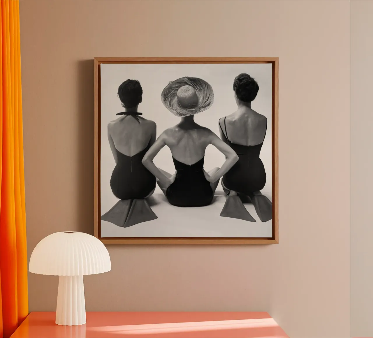 Trio de maillots de bain, femmes, photo ancienne rétro en noir et blanc toile avec Caisse américaine de Vibrant Vintage Prints