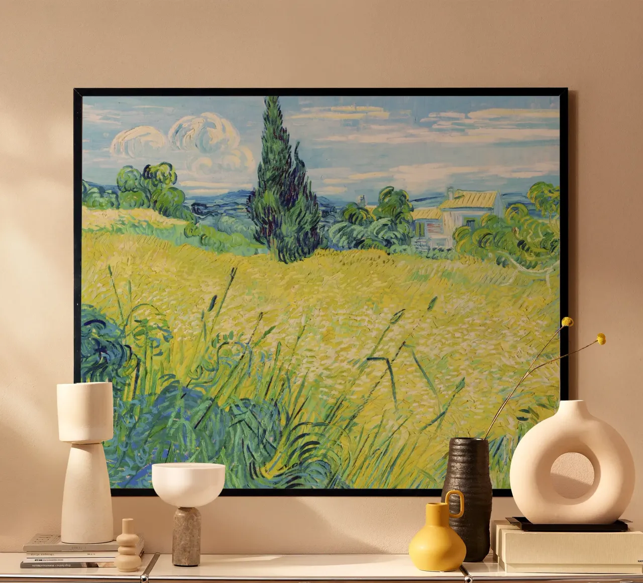 Green Wheat Field with Cypress by Vincent van Gogh poster by Venus Art