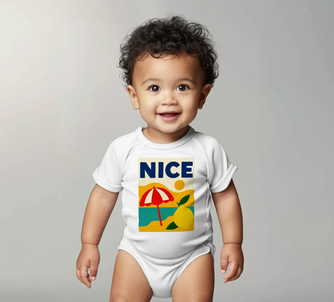 Zitrone und Sommersonnenschirm Kurzarm Babybody von JETLAG | affiches voyage