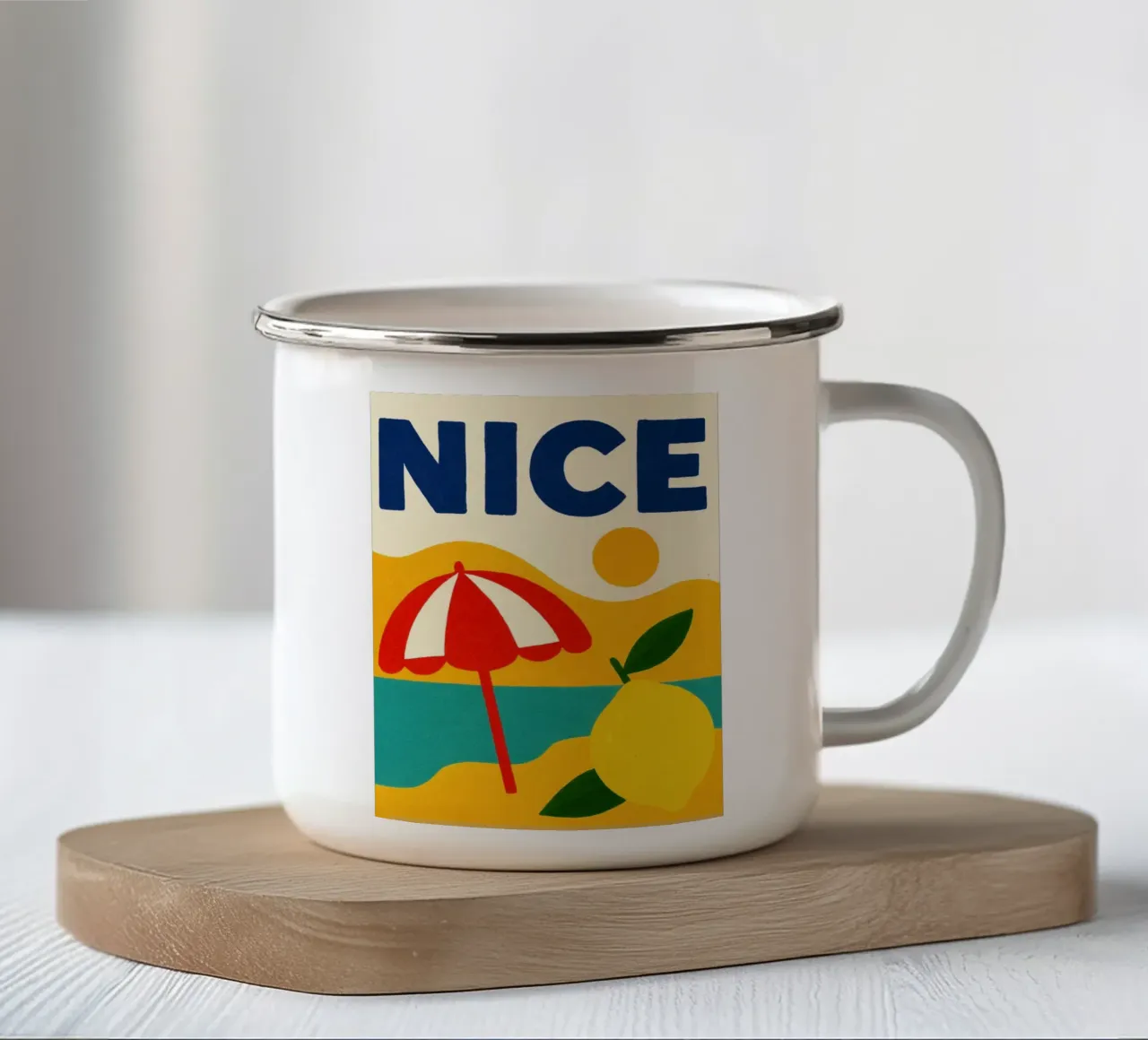 Limoni e ombrelloni estivi tazza in smalto da JETLAG | affiches voyage