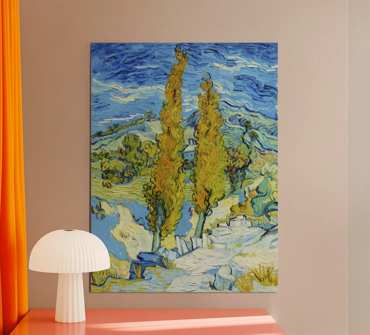 I pioppi di Saint-Rémy di Vincent van Gogh (1889) poster con telaio in legno da Venus Art