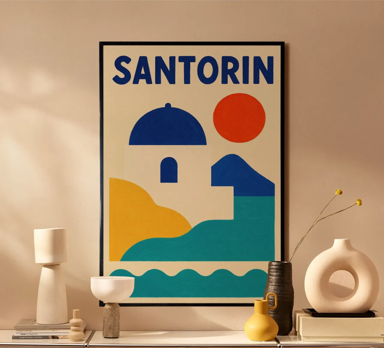 Blaue Kuppel von Santorin Poster von JETLAG | affiches voyage
