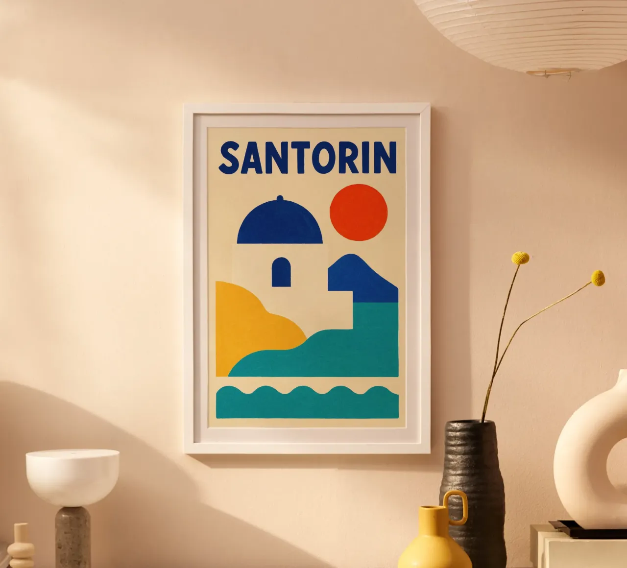 Blaue Kuppel von Santorin Poster von JETLAG | affiches voyage