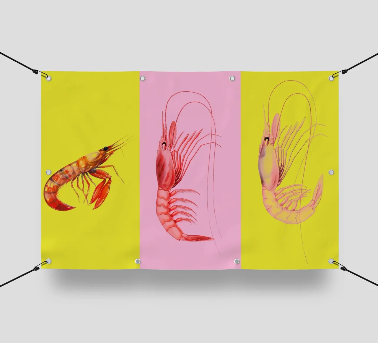 Retro Shrimp Pop Art telo in pvc da Attaboy Dsgn