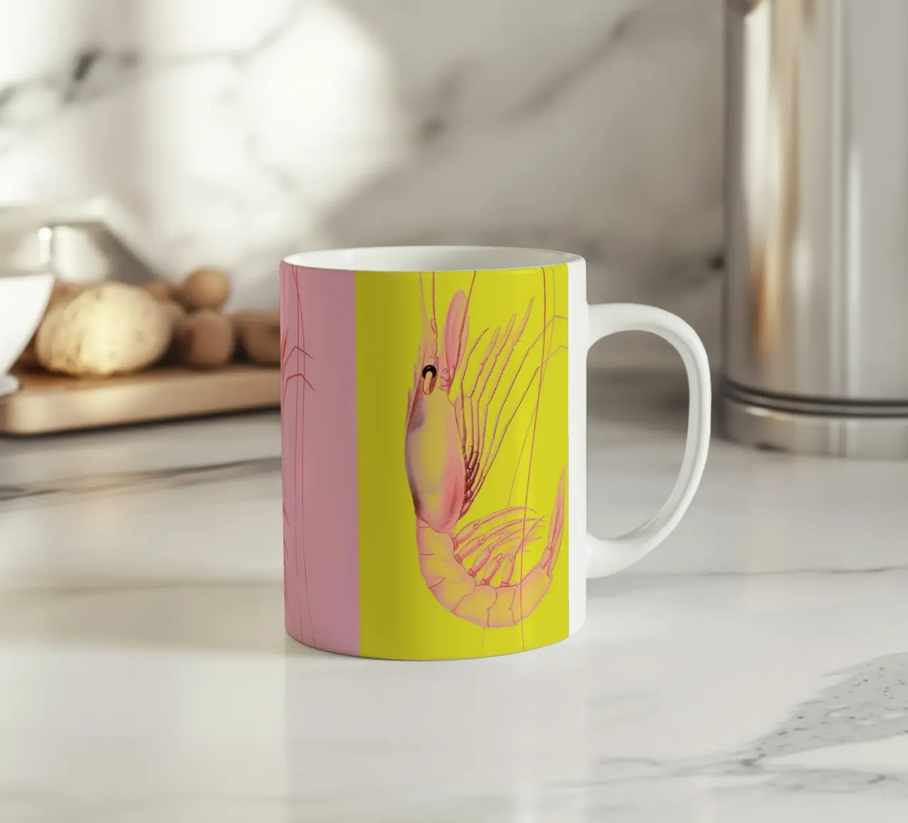 Retro Shrimp Pop Art tazza in ceramica da Attaboy Dsgn