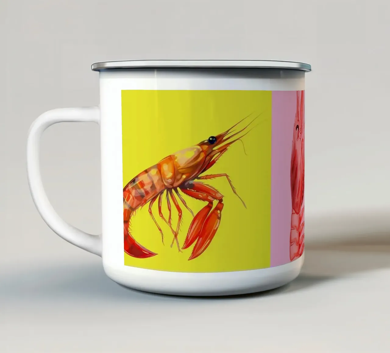 Retro Shrimp Pop Art tazza in smalto da Attaboy Dsgn