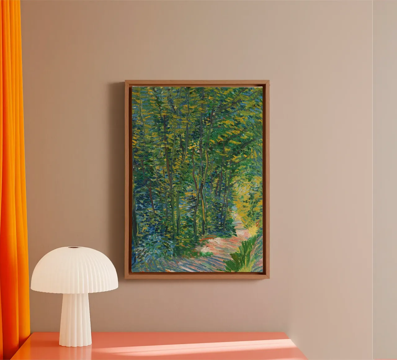 A path in the woods, 1887 canvas with Floater frame by Christopher Soto
