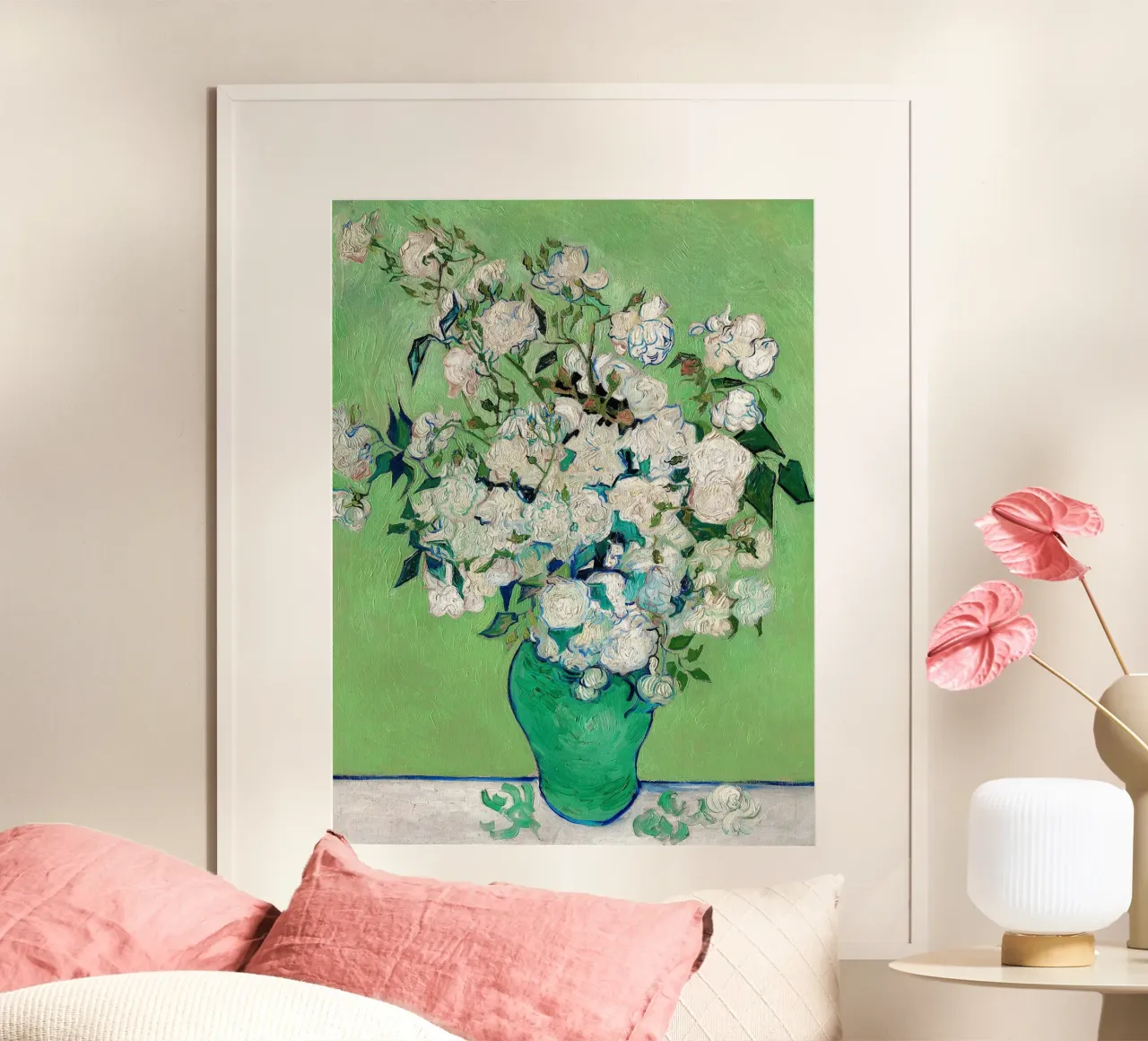 Un vaso di rose poster con telaio in plastica da Christopher Soto