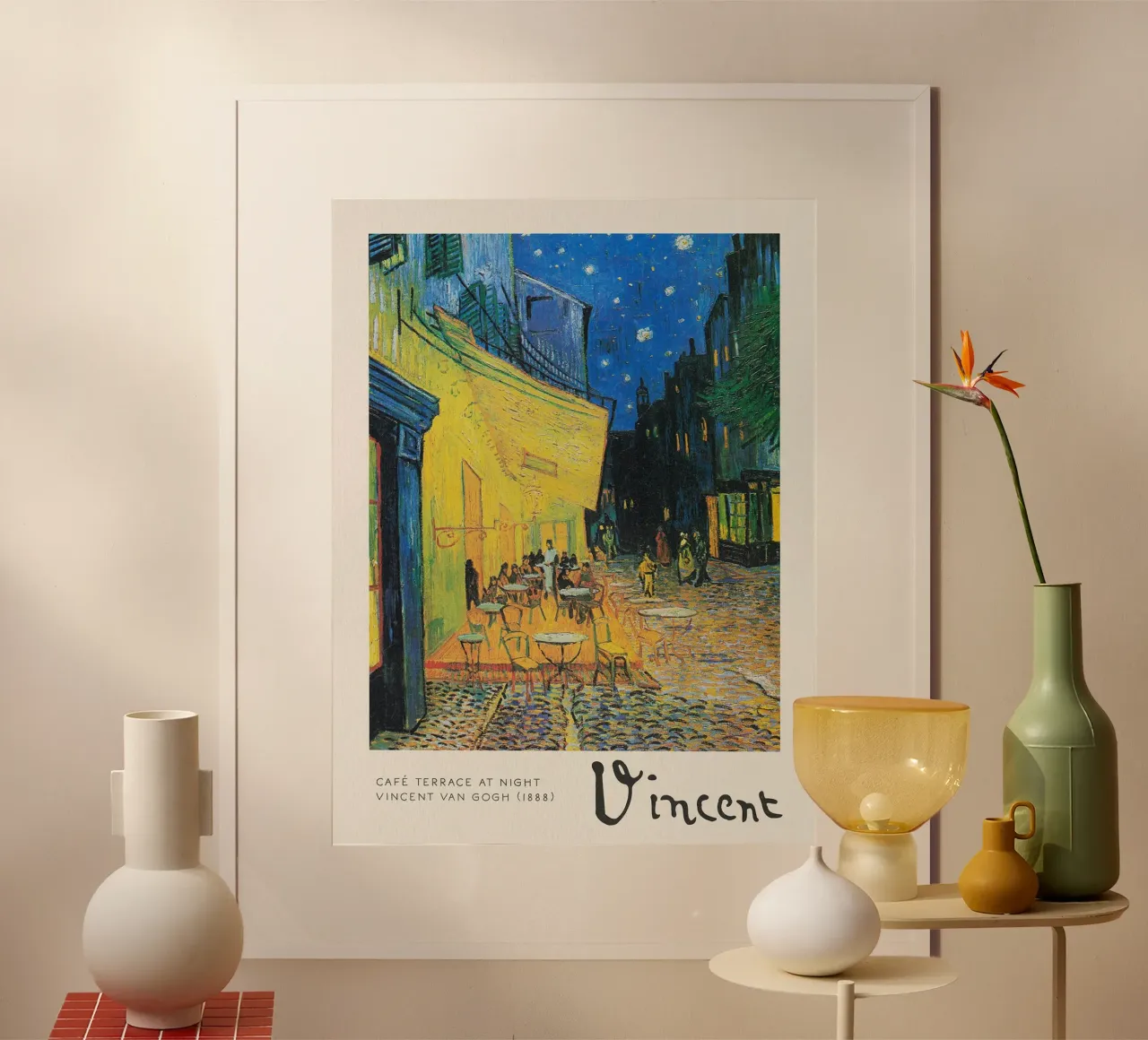 Terrazza del caffè di notte, 1888 poster con telaio in alluminio da Christopher Soto