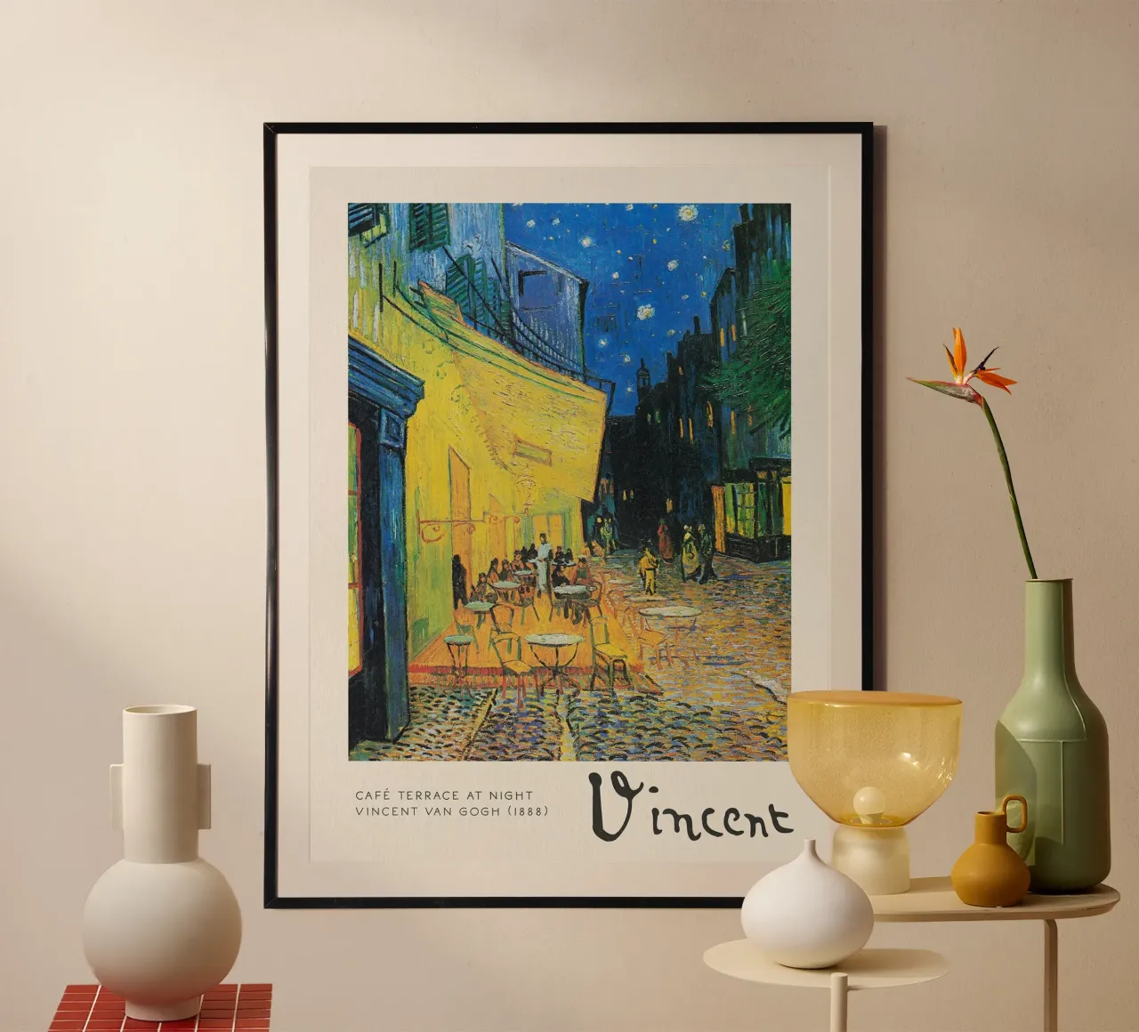 Terrazza del caffè di notte, 1888 poster con telaio in alluminio da Christopher Soto