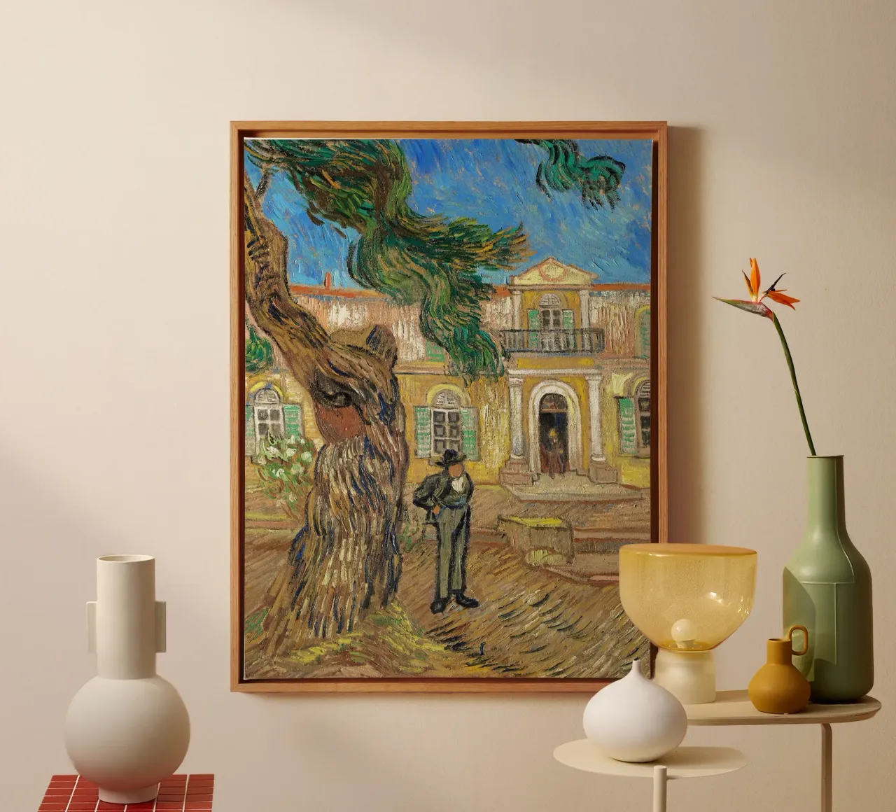 Das Krankenhaus St. Paul in Saint-Rémy-de-Provence Leinwand mit Schattenfugenrahmen von Christopher Soto