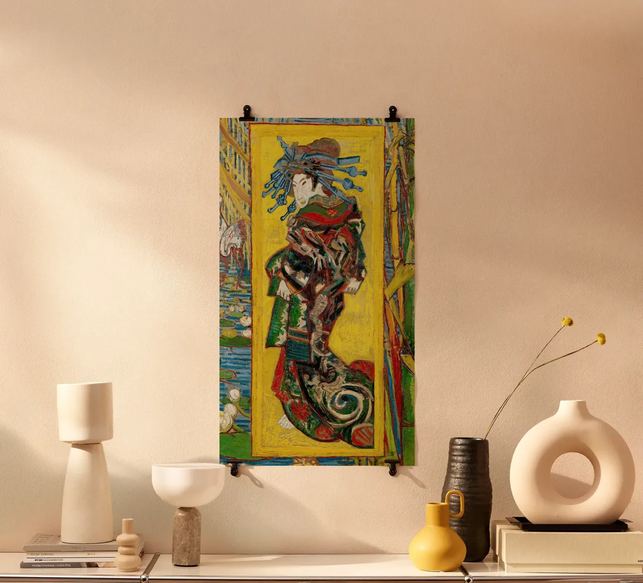 Cortigiana giapponese o Oiran poster con telaio in plastica da Christopher Soto