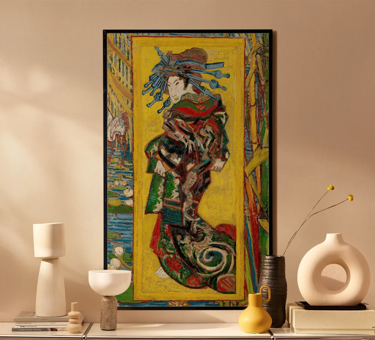 Cortigiana giapponese o Oiran poster con telaio in plastica da Christopher Soto