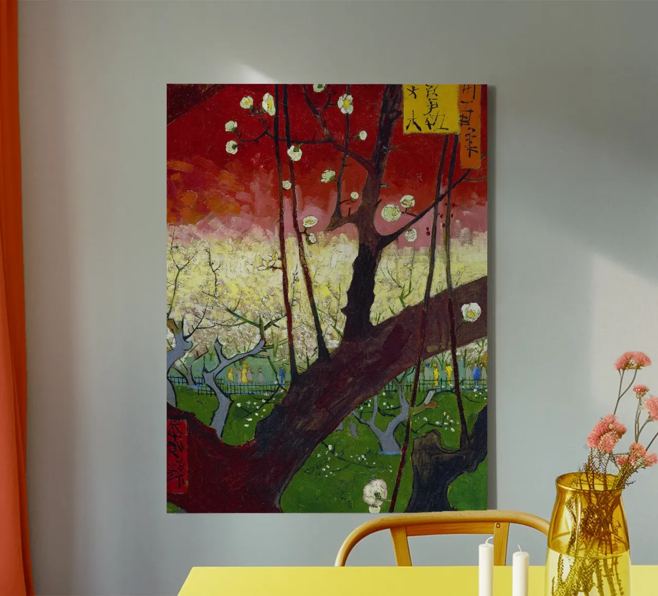 Plum tree in bloom (after Hiroshige) canvas with Floater frame by Christopher Soto