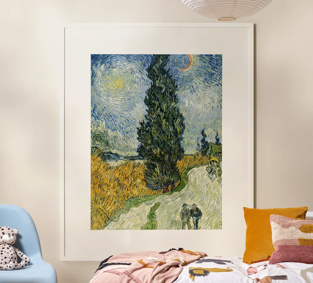 Strada con i cipressi poster con telaio in legno da Christopher Soto