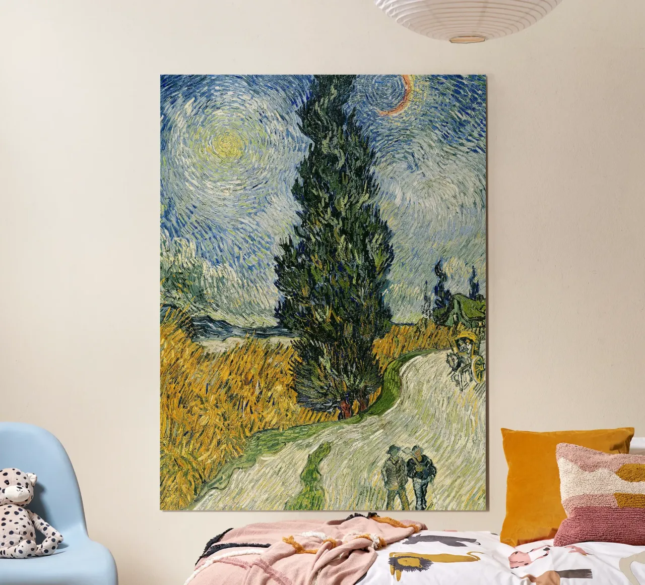 Strada con i cipressi poster con telaio in legno da Christopher Soto