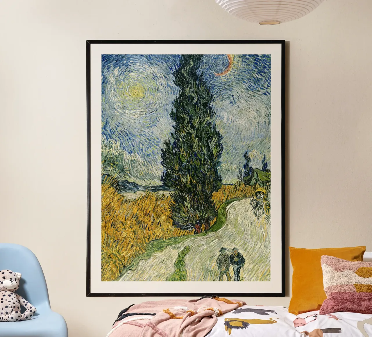 Strada con i cipressi poster con telaio in legno da Christopher Soto