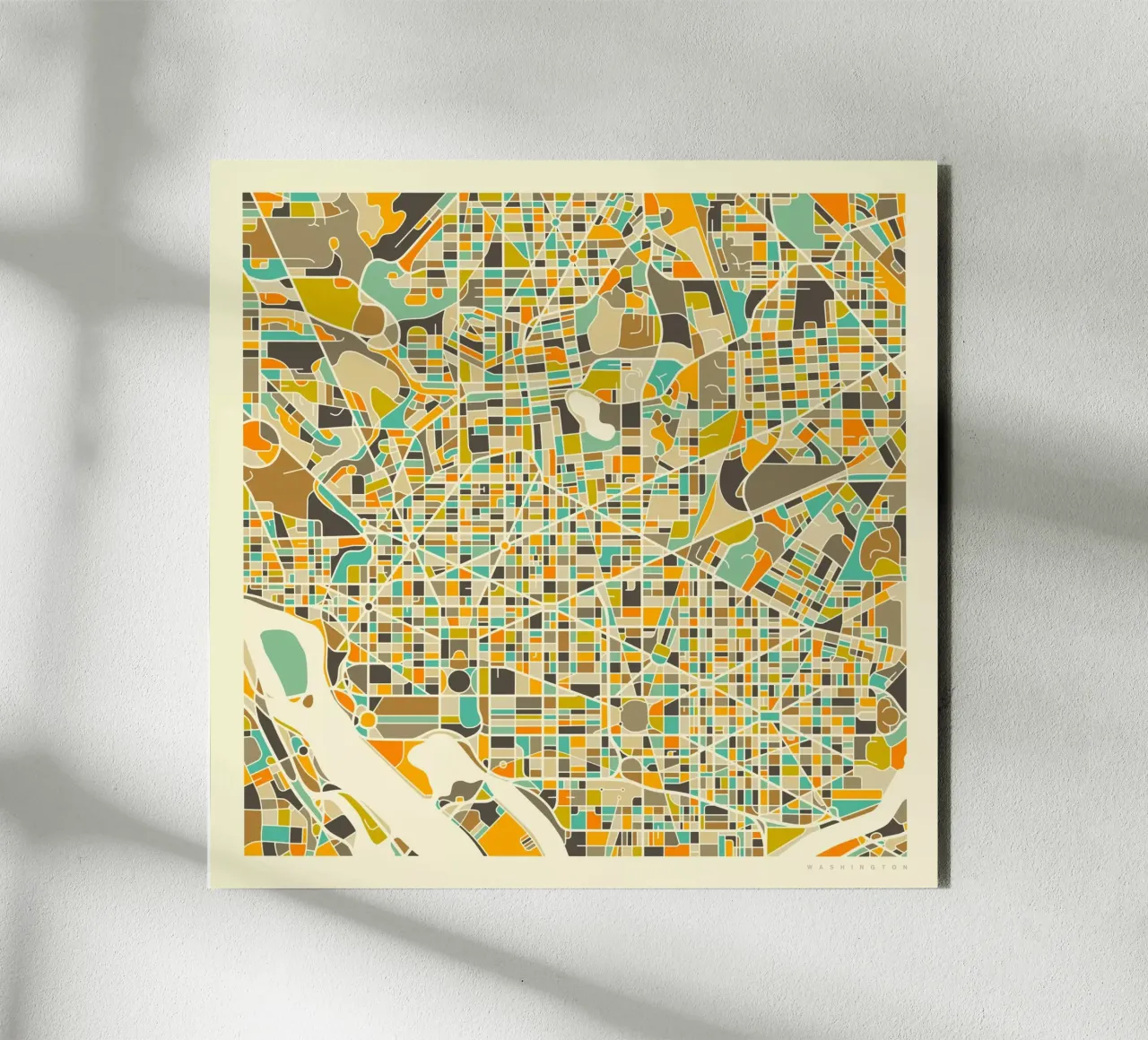 Mappa di Washington DC alluminio dibond da Jazzberry Blue