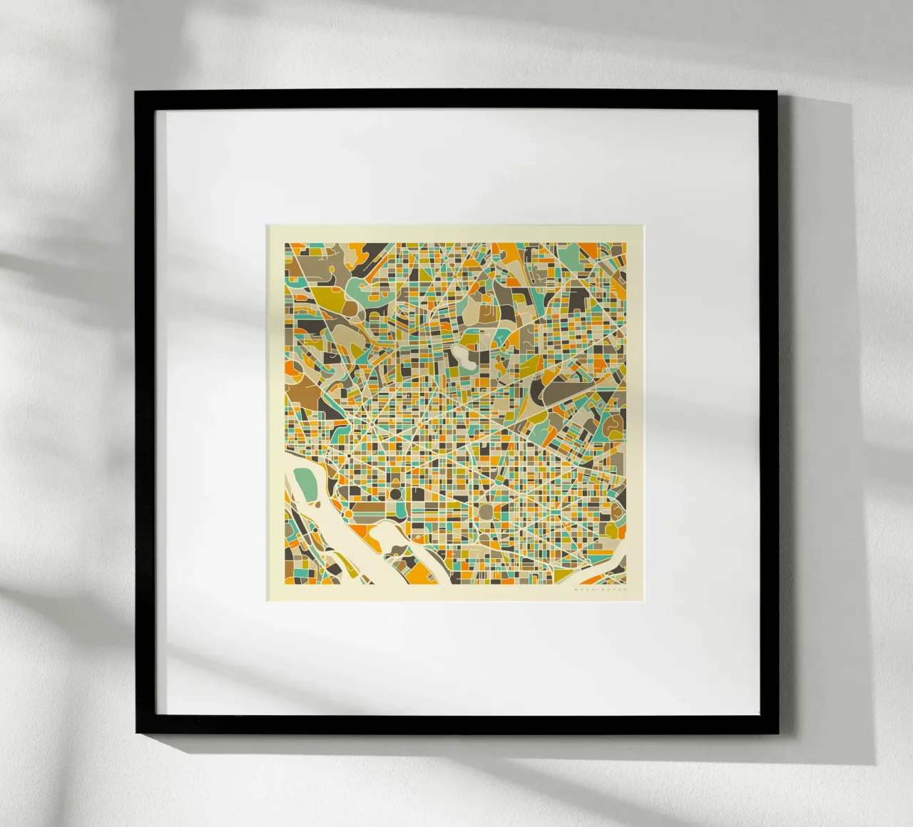 Mappa di Washington DC poster con telaio in alluminio da Jazzberry Blue