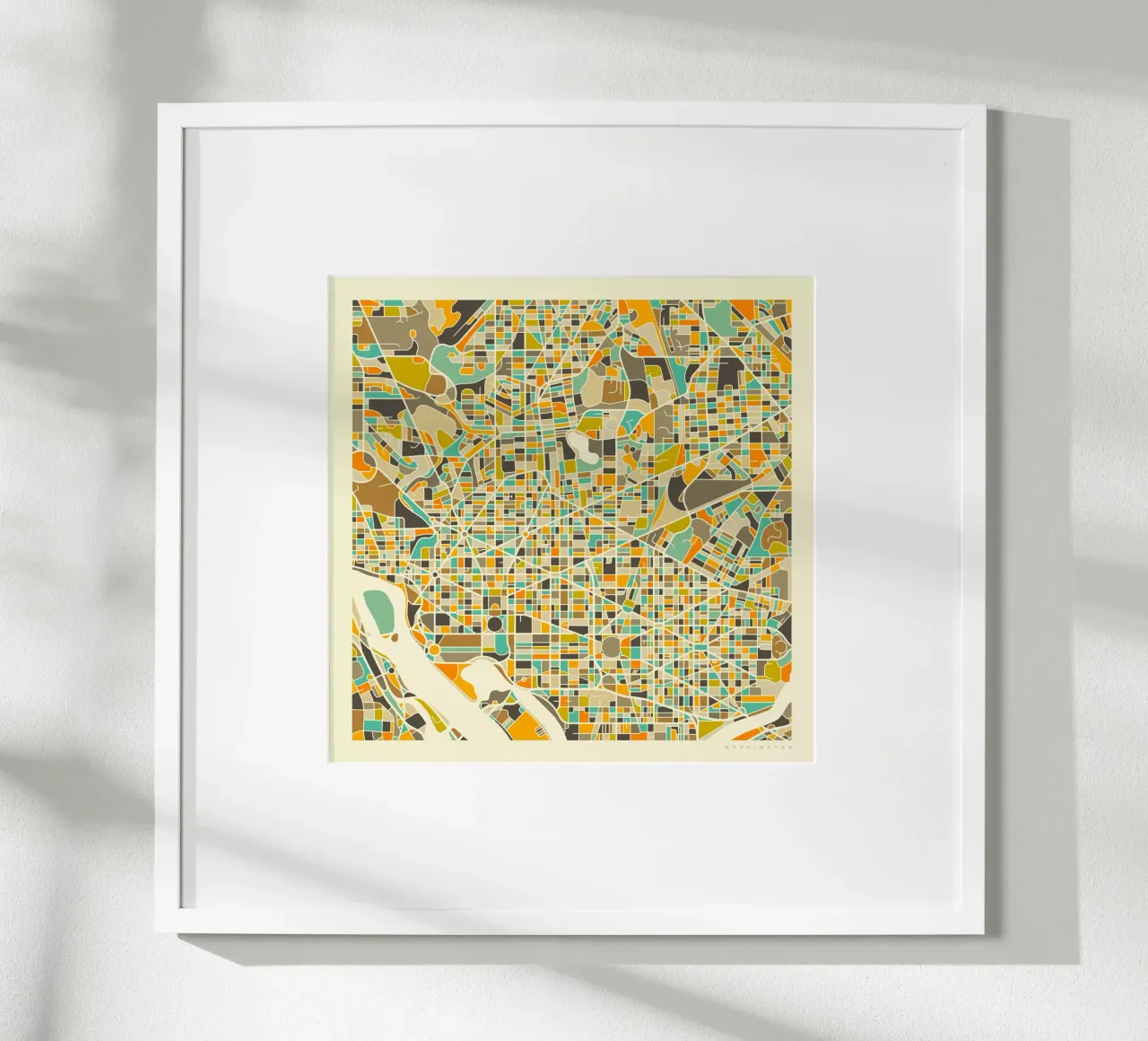 Mappa di Washington DC poster con telaio in alluminio da Jazzberry Blue