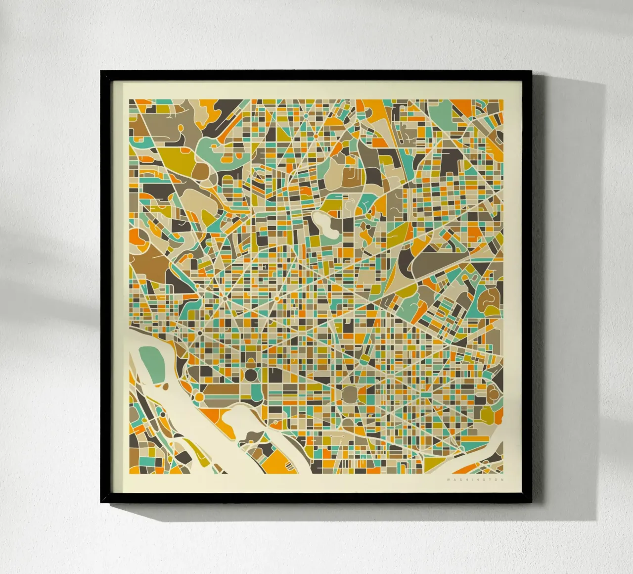 Mappa di Washington DC poster con telaio in alluminio da Jazzberry Blue