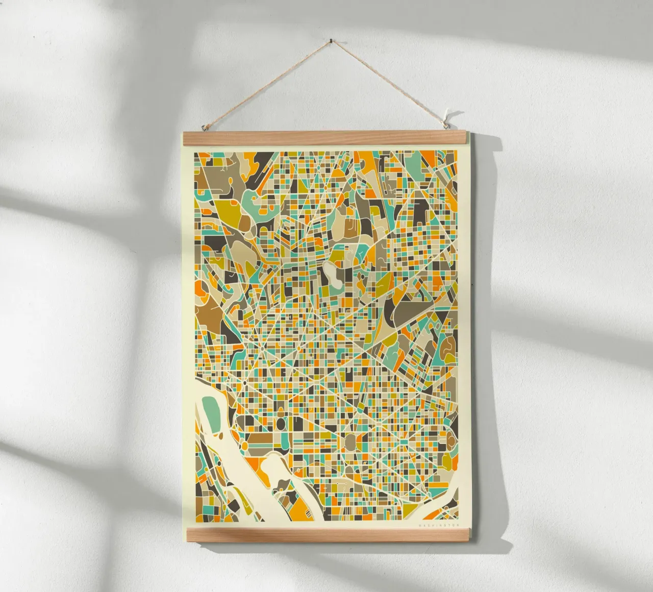 Mappa di Washington DC poster con telaio in alluminio da Jazzberry Blue