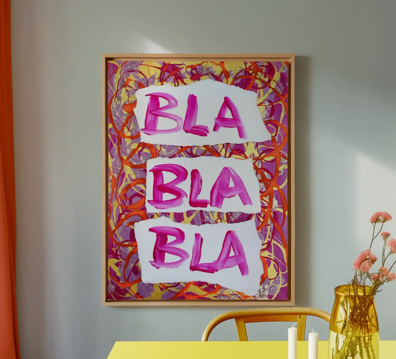 Bla Bla Bla tela con Cornice a cassetta da Hirschbild