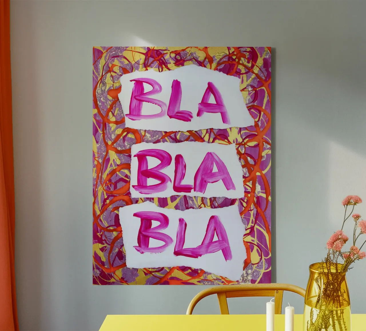 Bla Bla Bla tela con Cornice a cassetta da Hirschbild