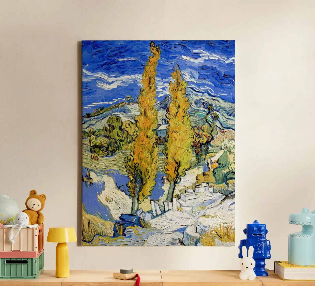 Two Poplars in the Alpilles near Saint-Rémy canvas with Floater frame by Christopher Soto