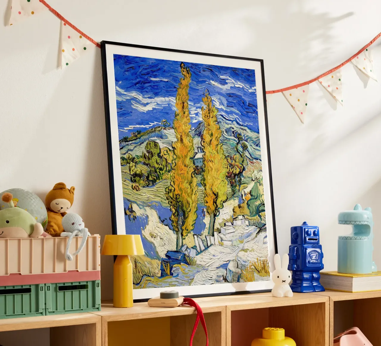 Two Poplars in the Alpilles near Saint-Rémy poster with plastic frame by Christopher Soto