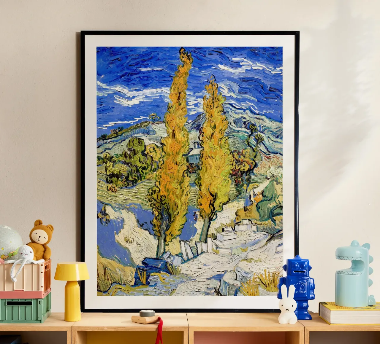 Two Poplars in the Alpilles near Saint-Rémy poster with plastic frame by Christopher Soto
