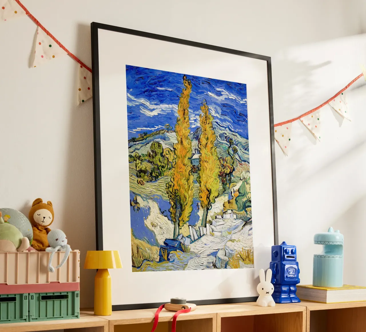 Two Poplars in the Alpilles near Saint-Rémy poster with plastic frame by Christopher Soto