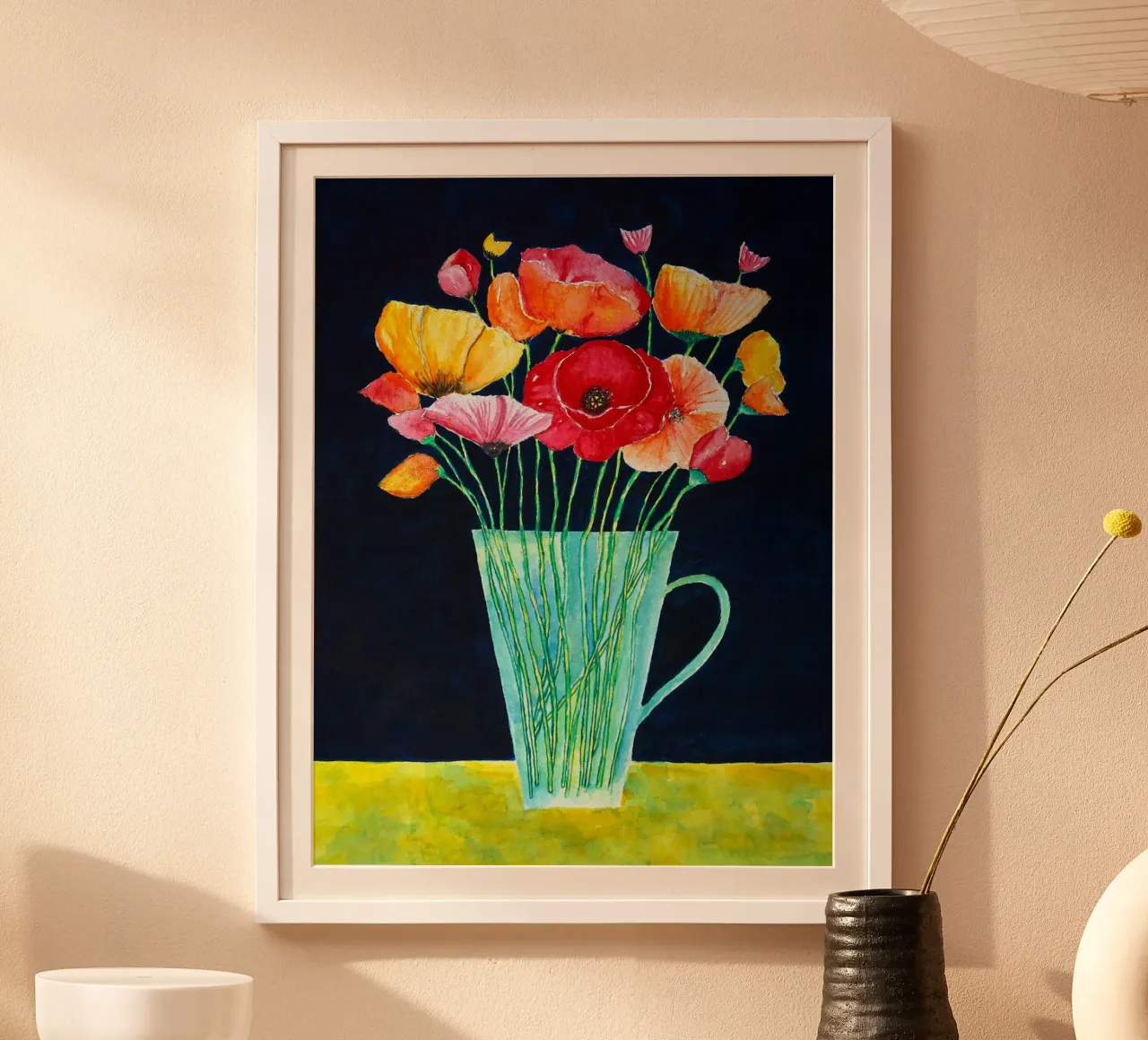 Vaso con papaveri poster con telaio in plastica da Christopher Soto