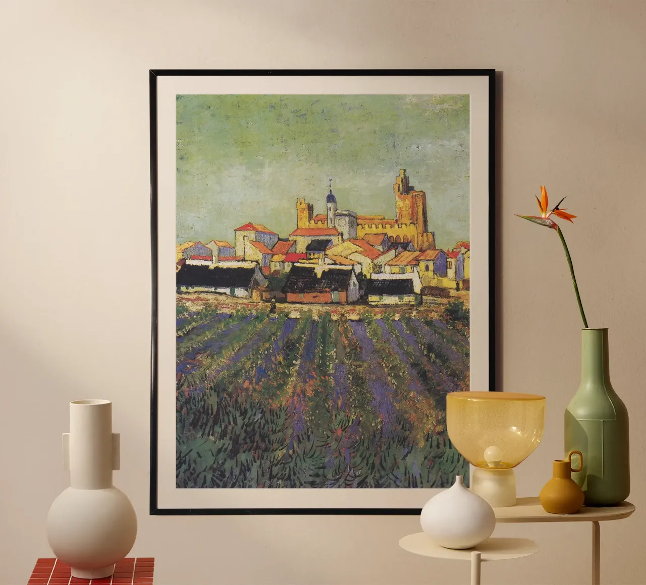 Veduta di Saintes-Maries-de-la-Mer, 1888 poster con telaio in plastica da Christopher Soto