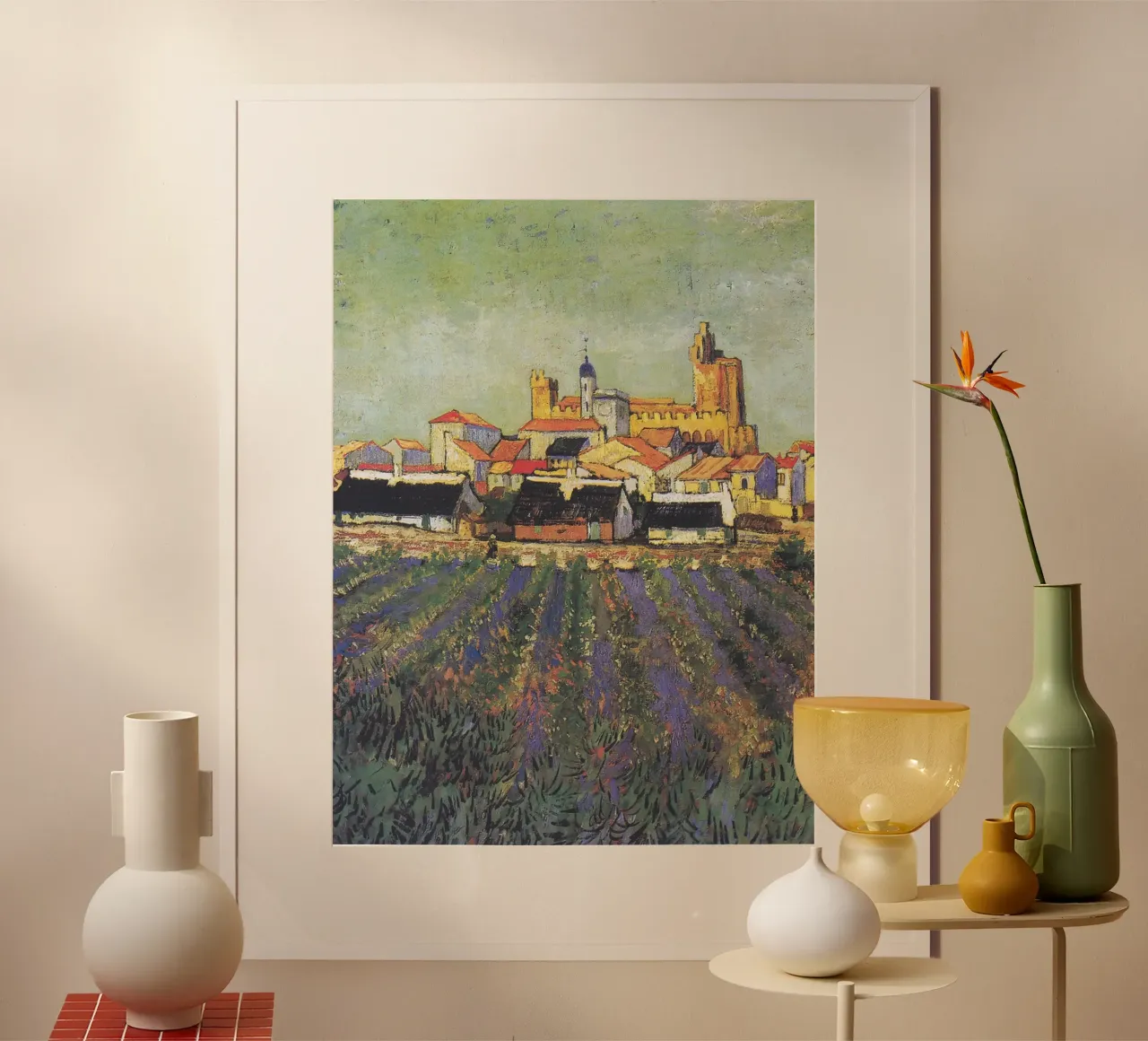 Veduta di Saintes-Maries-de-la-Mer, 1888 poster con telaio in plastica da Christopher Soto
