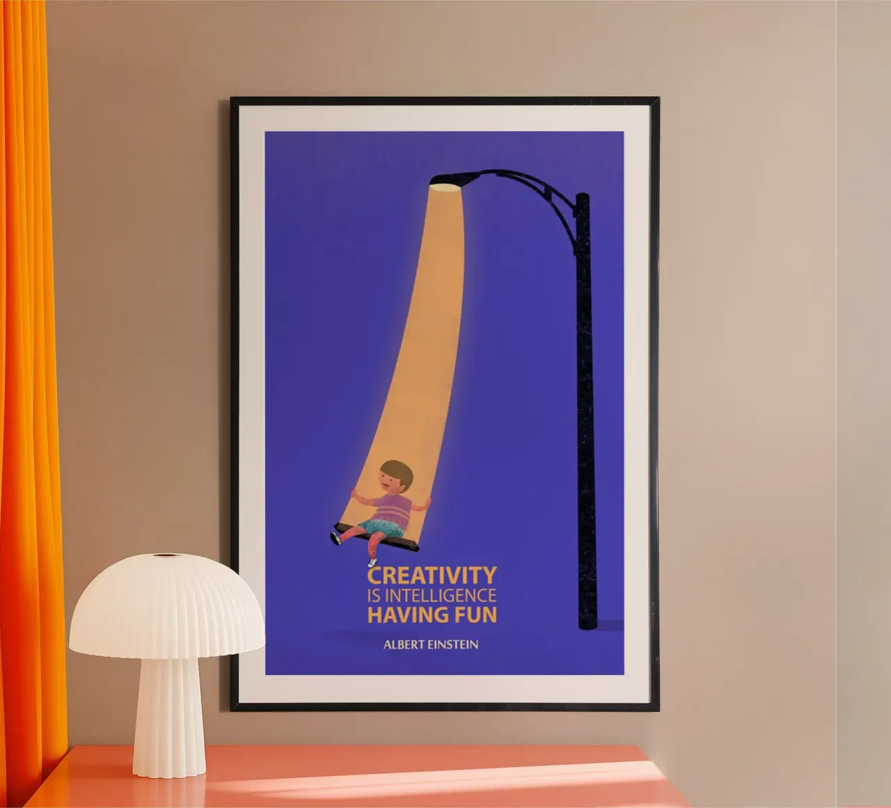 la creatività è intelligenza poster con telaio in legno da art quots shop