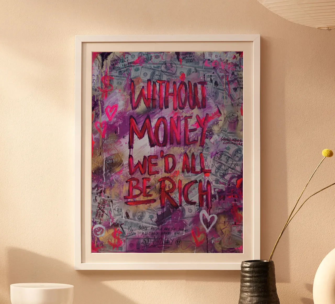 Without money poster met aluminium frame van Hirschbild
