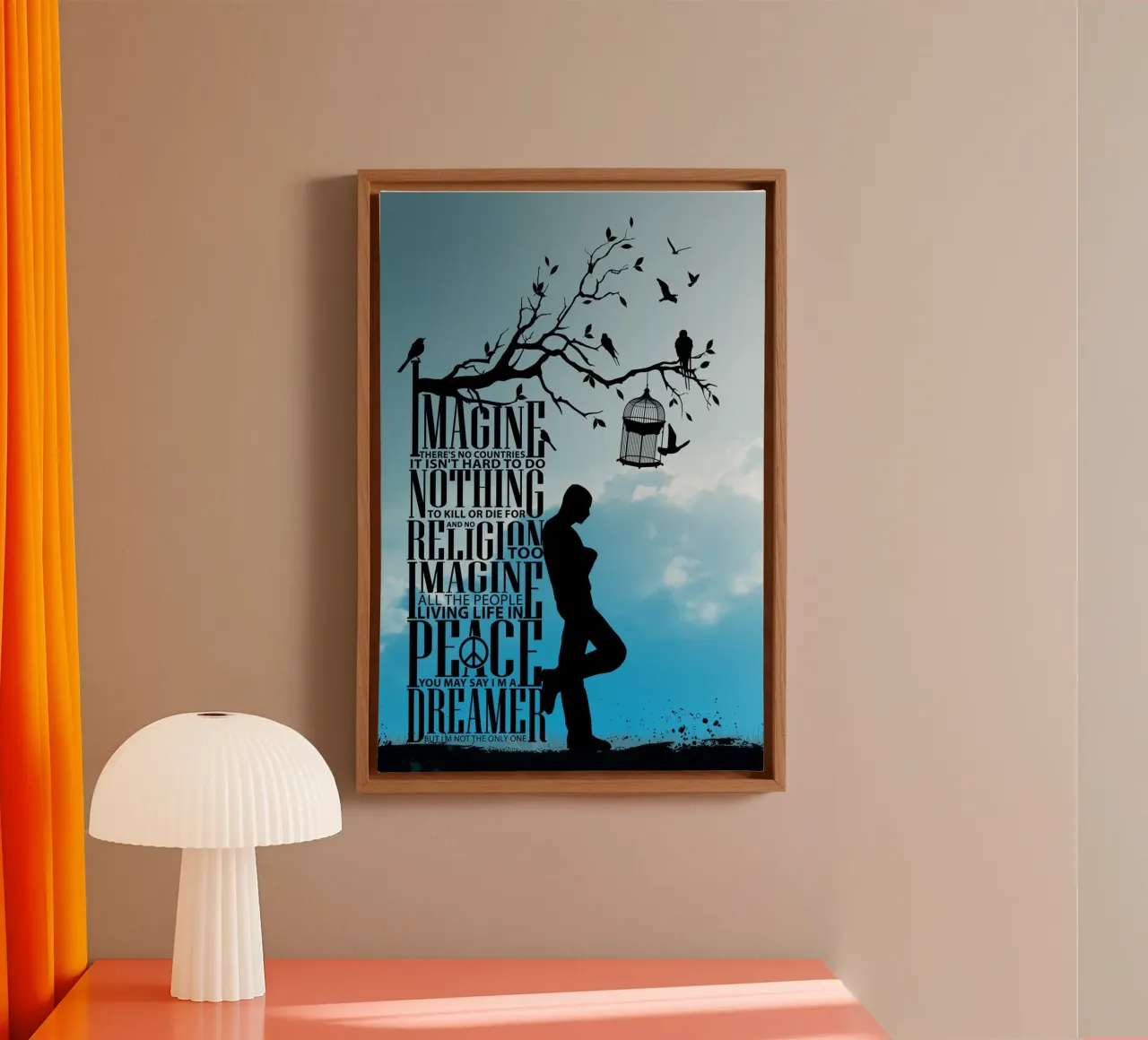 man verbeeldt inspiratie canvas met Baklijst van art quots shop