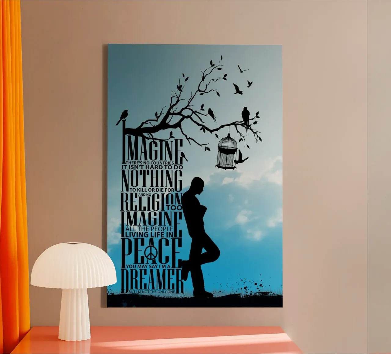man verbeeldt inspiratie canvas met Baklijst van art quots shop