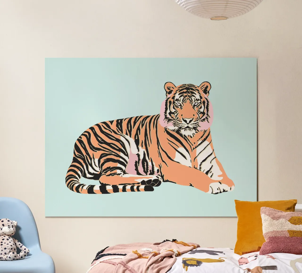 Arancione tigrato rosa poster con telaio in plastica da Asha Designs