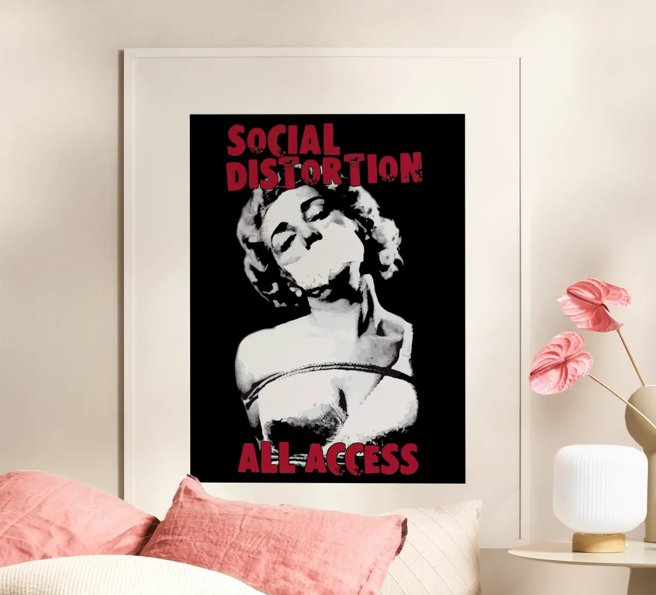 Social Distortion poster con telaio in alluminio da Musadad Shop