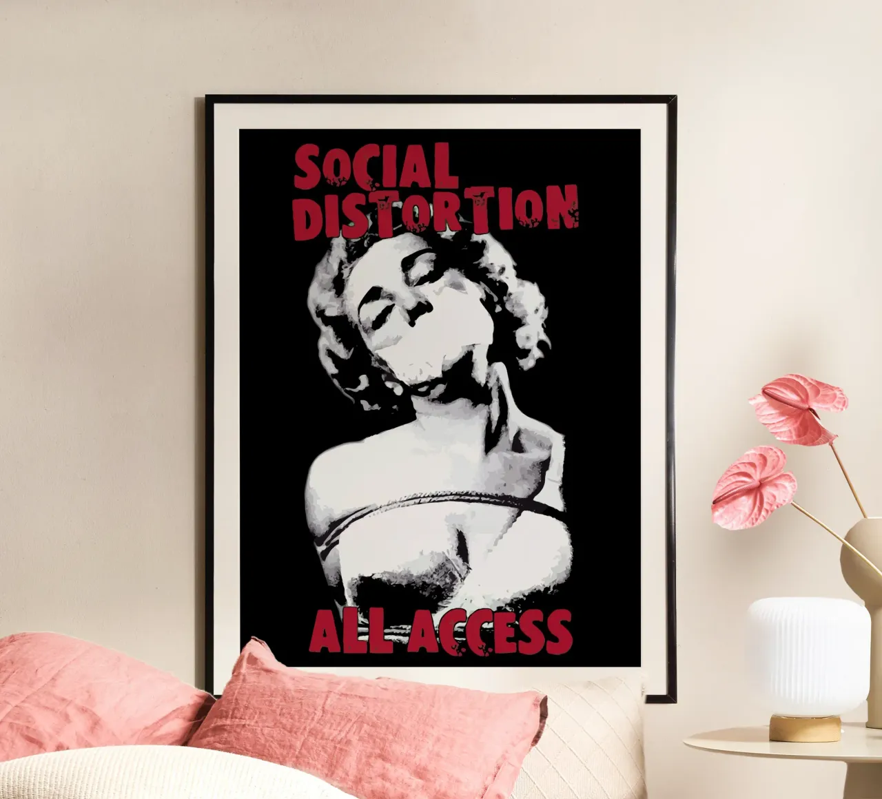 Social Distortion poster con telaio in alluminio da Musadad Shop
