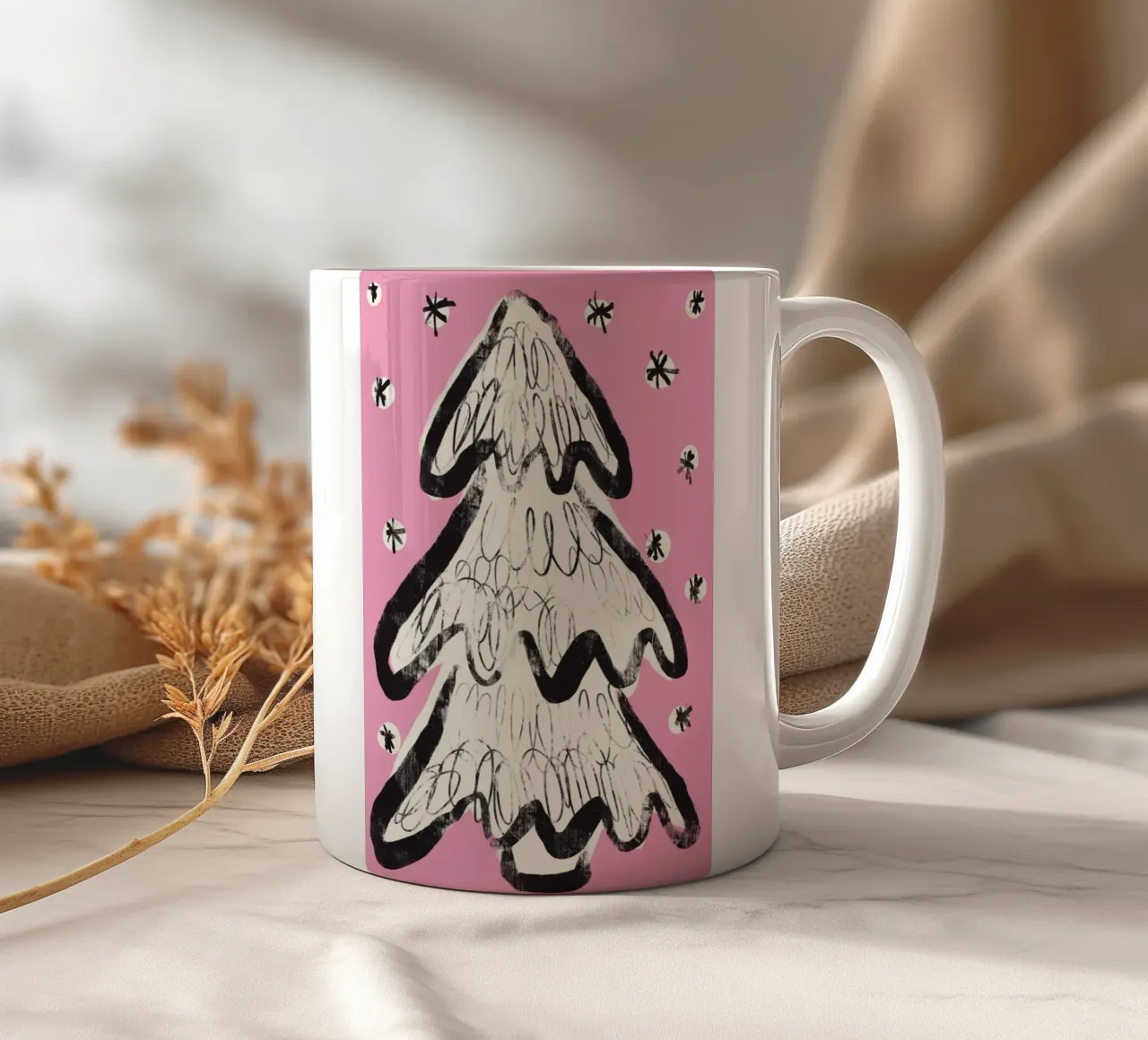 Christmas Tree(Pink) ceramic mug by treechild