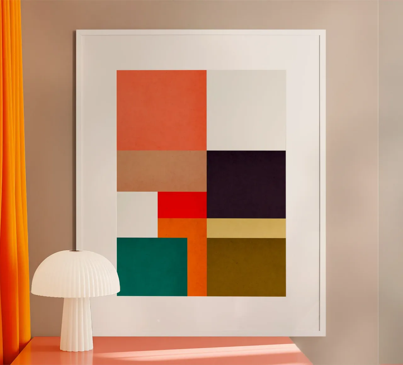 Abstract and conceptual poster with wooden frame by Maria Lang